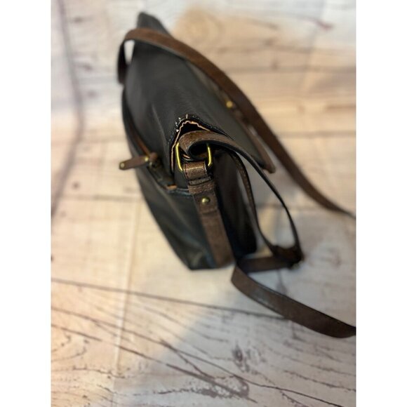 BOC Black & Brown Vinyl Crossbody Handbag Casual - Picture 5 of 7